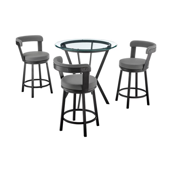 Armen Living Naomi and Bryant 4-Piece Counter Height Dining Set in Black Metal and Gray Faux Leather SETNMBYGRBL4 - main